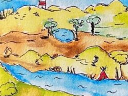 Lesezeichen "Im Wind tänzeln und bei 3 springen (Vorderseite)