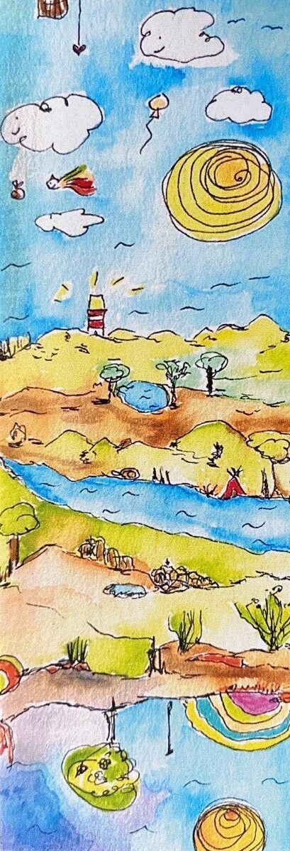 Lesezeichen "Im Wind tänzeln und bei 3 springen (Vorderseite)